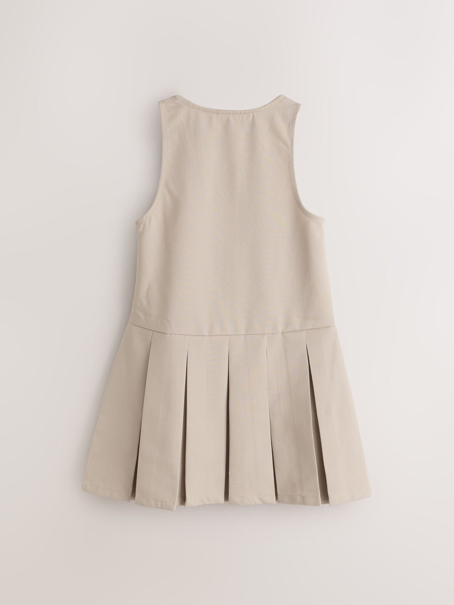 Clarks Stone Girls Zip Front Pleated School Pinafores Dresses 2 Pack image 3