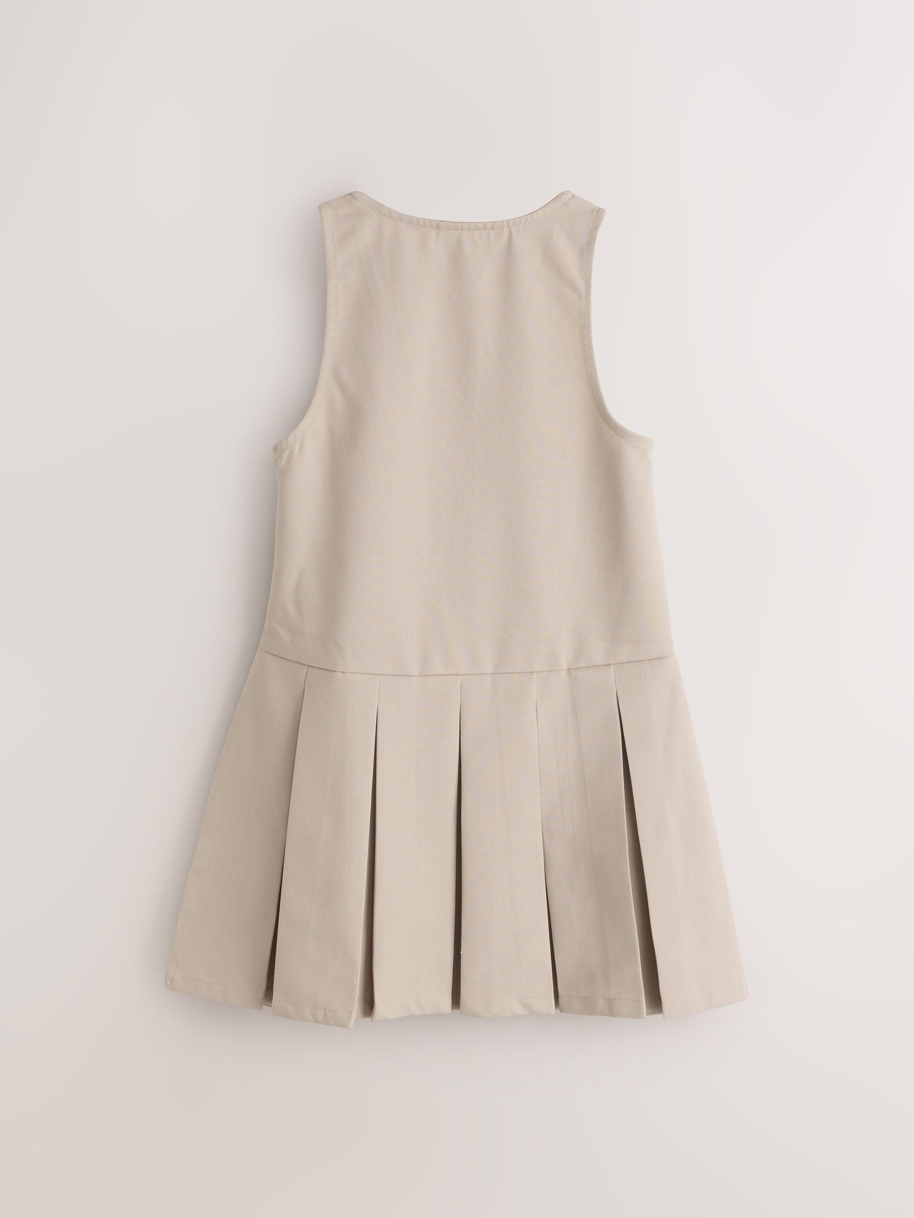 Clarks Stone Girls Zip Front Pleated School Pinafores Dresses 2 Pack image 3