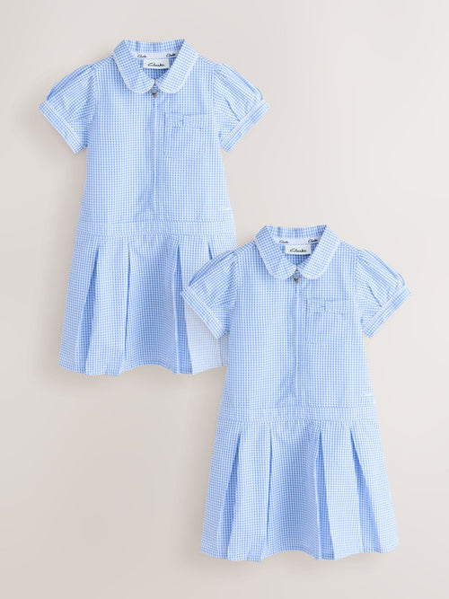 Dsiney Kidz - Clarks Blue Gingham Zip Front School Dresses 2 Pack image 1
