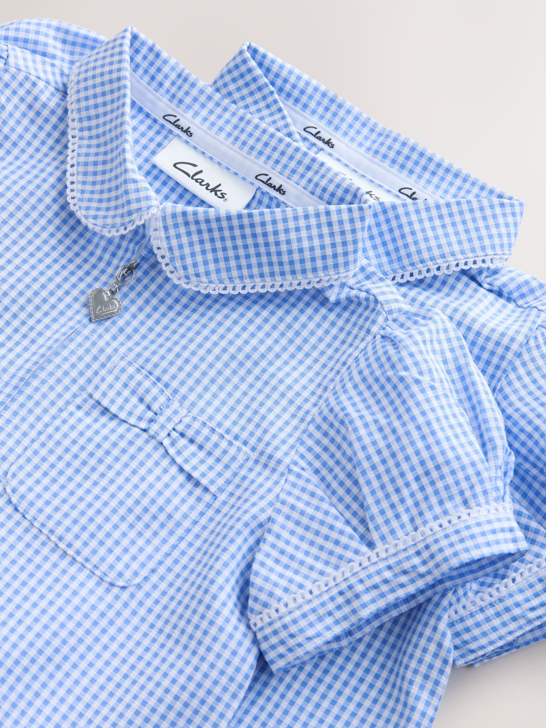 Clarks Blue Gingham Zip Front School Dresses 2 Pack image 5