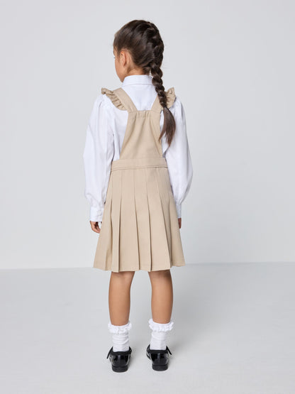 Dsiney Kidz - Clarks Stone Frill Shoulder Pleated School Pinafore Dress image 2