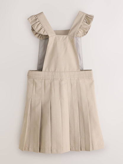 Dsiney Kidz - Clarks Stone Frill Shoulder Pleated School Pinafore Dress image 4