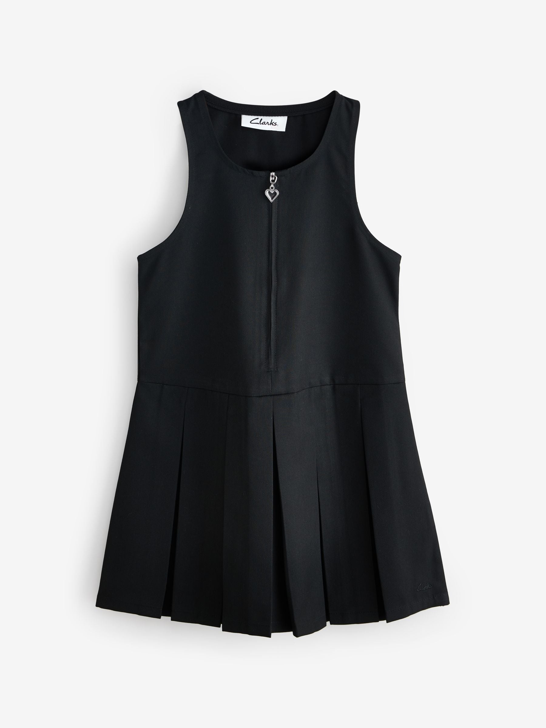 Clarks Black Girls Zip Front Pleated School Pinafores Dresses 2 Pack image 2