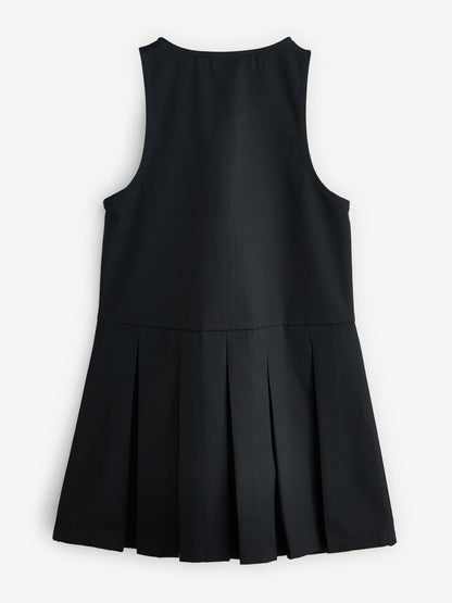 Clarks Black Girls Zip Front Pleated School Pinafores Dresses 2 Pack image 4