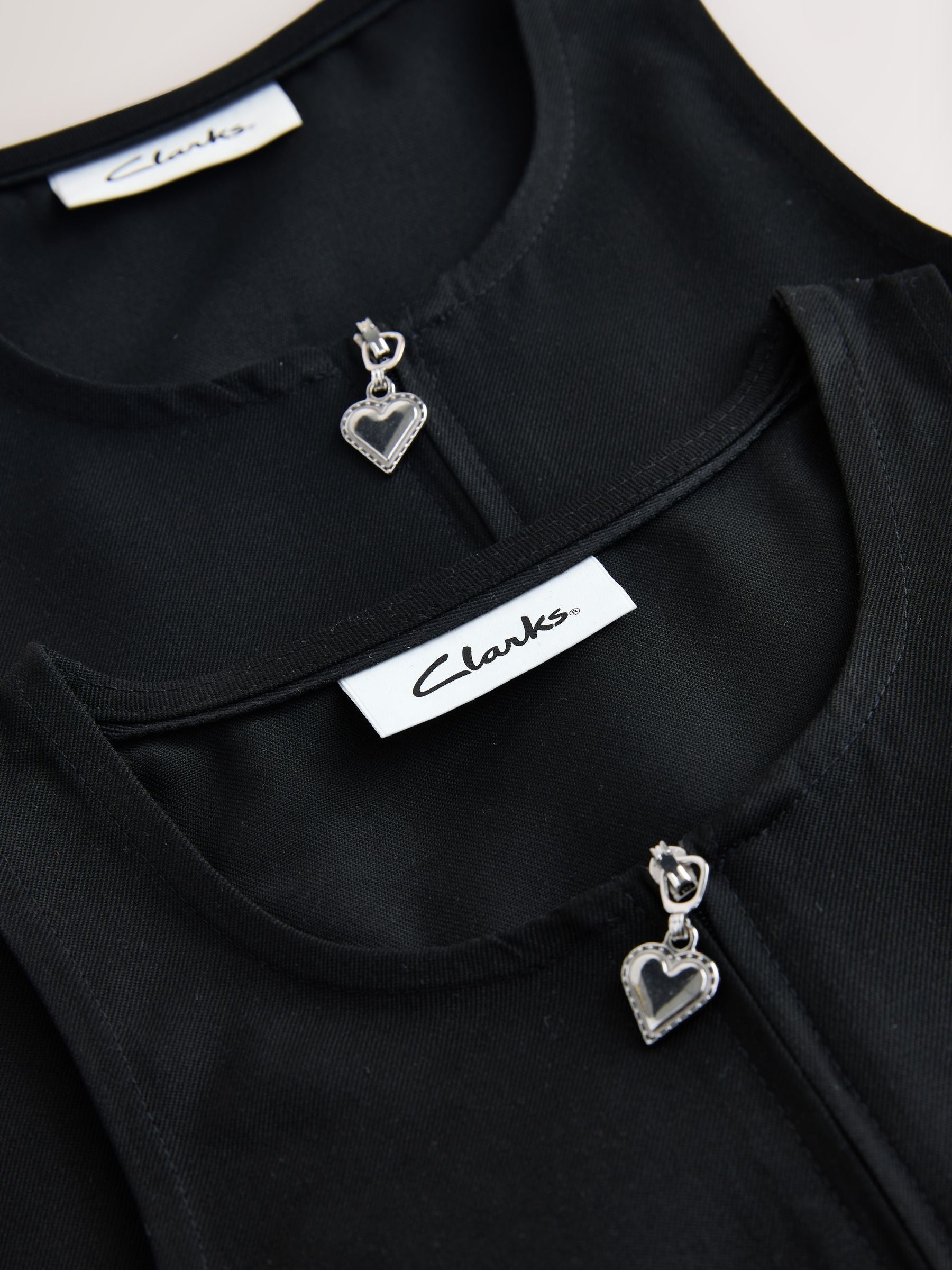 Clarks Black Girls Zip Front Pleated School Pinafores Dresses 2 Pack image 5