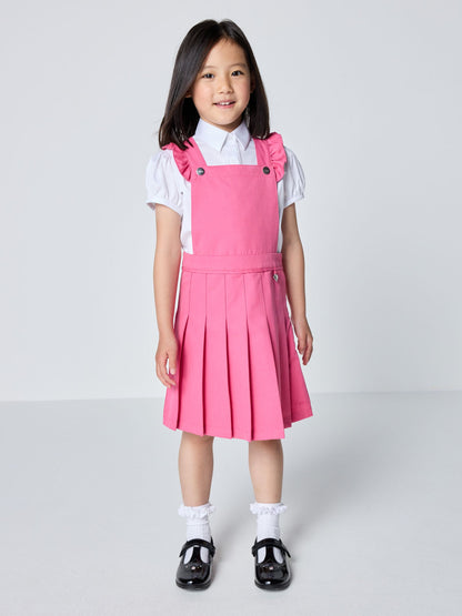 Dsiney Kidz - Clarks Pink Frill Shoulder Pleated School Pinafore Dress image 1