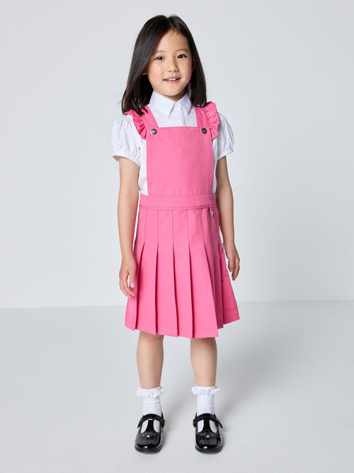 Dsiney Kidz - Clarks Pink Frill Shoulder Pleated School Pinafore Dress image 1
