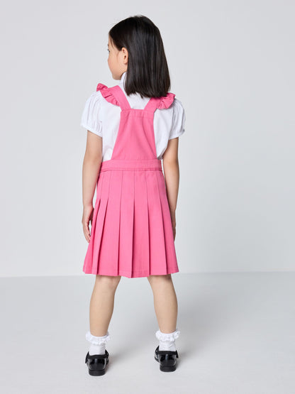 Dsiney Kidz - Clarks Pink Frill Shoulder Pleated School Pinafore Dress image 2