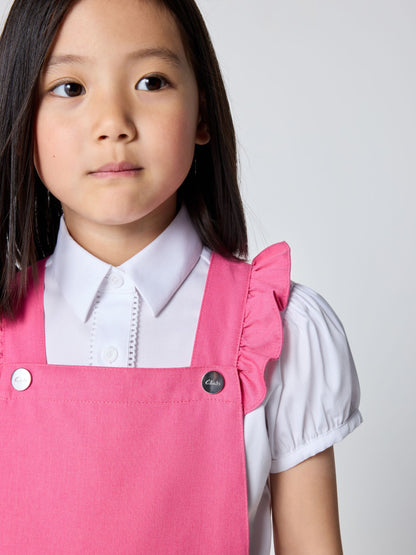 Dsiney Kidz - Clarks Pink Frill Shoulder Pleated School Pinafore Dress image 3