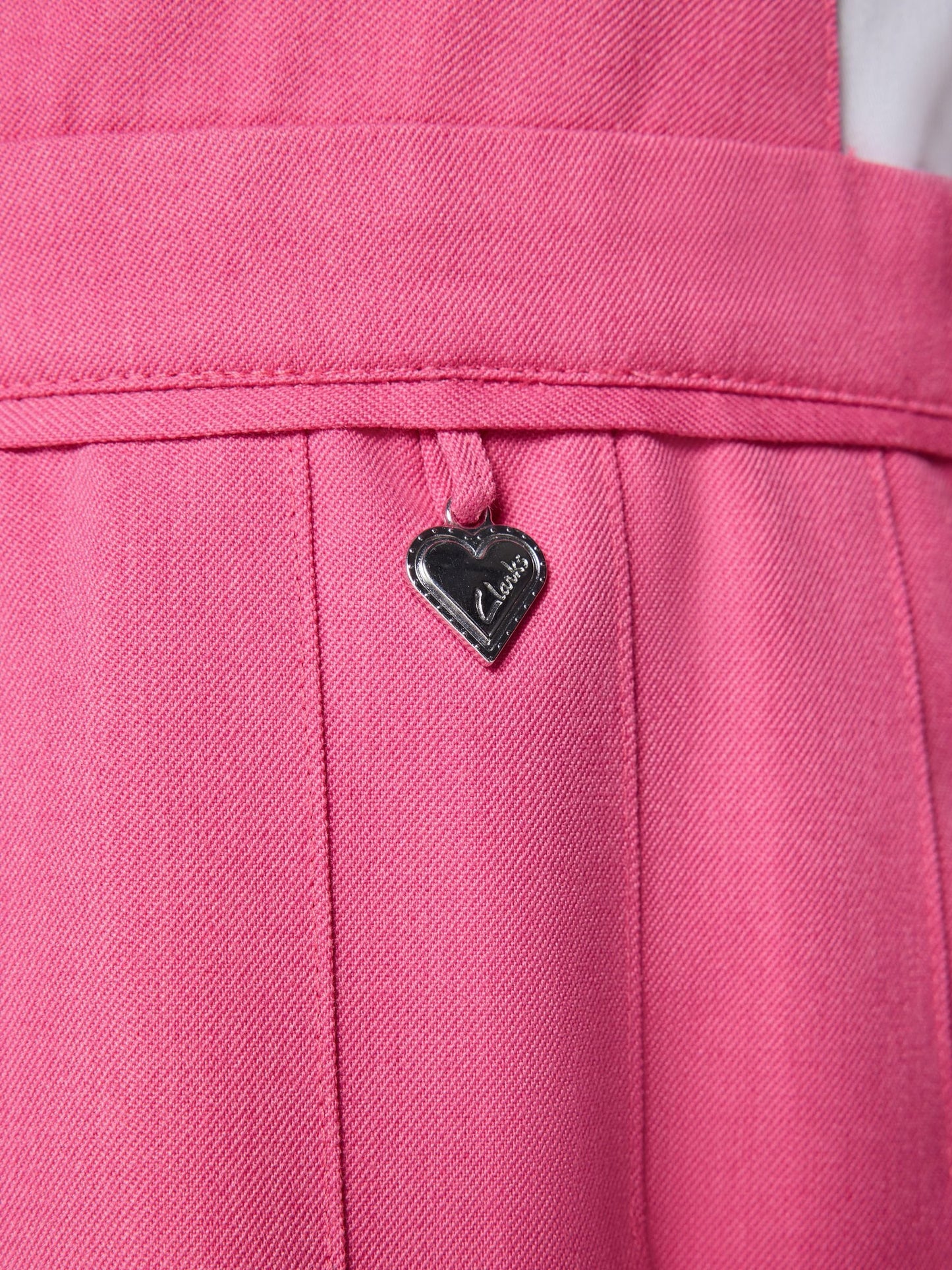 Clarks Pink Frill Shoulder Pleated Midi School Pinafore Dress image 4