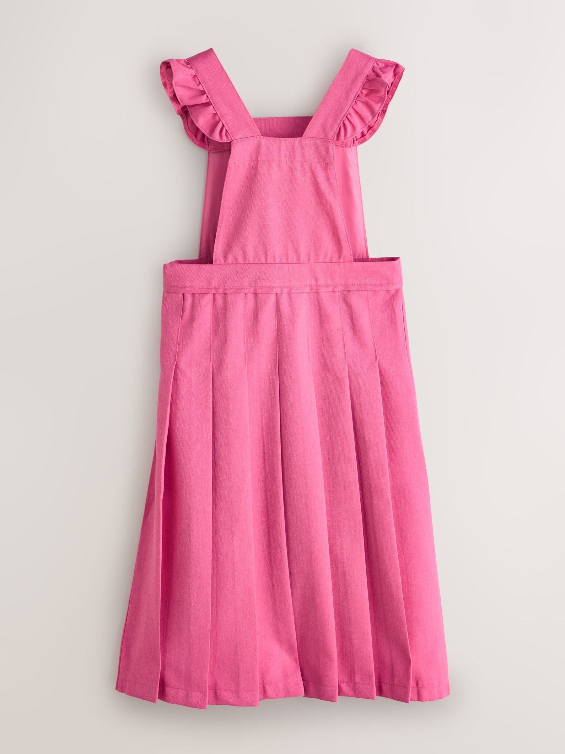 Clarks Pink Frill Shoulder Pleated Midi School Pinafore Dress image 8
