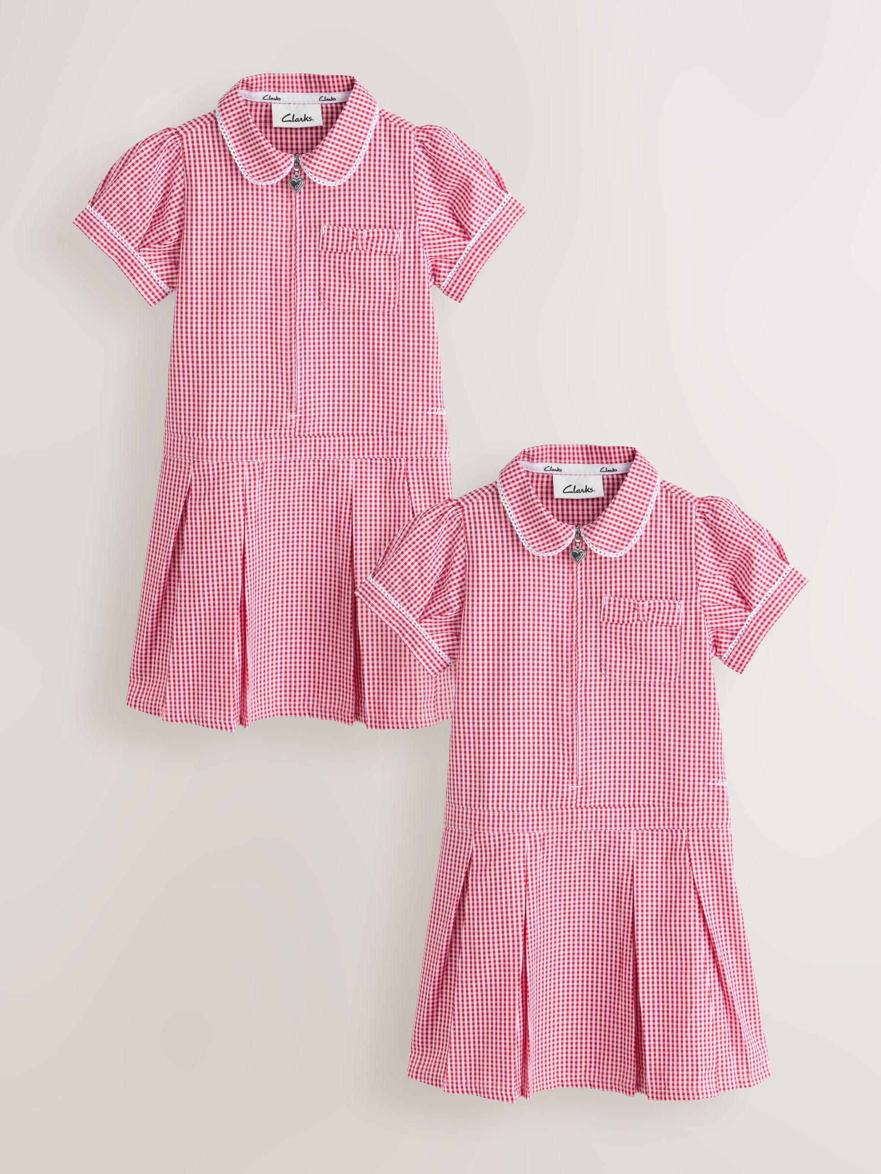 Clarks Red Gingham Zip Front School Dresses 2 Pack image 1