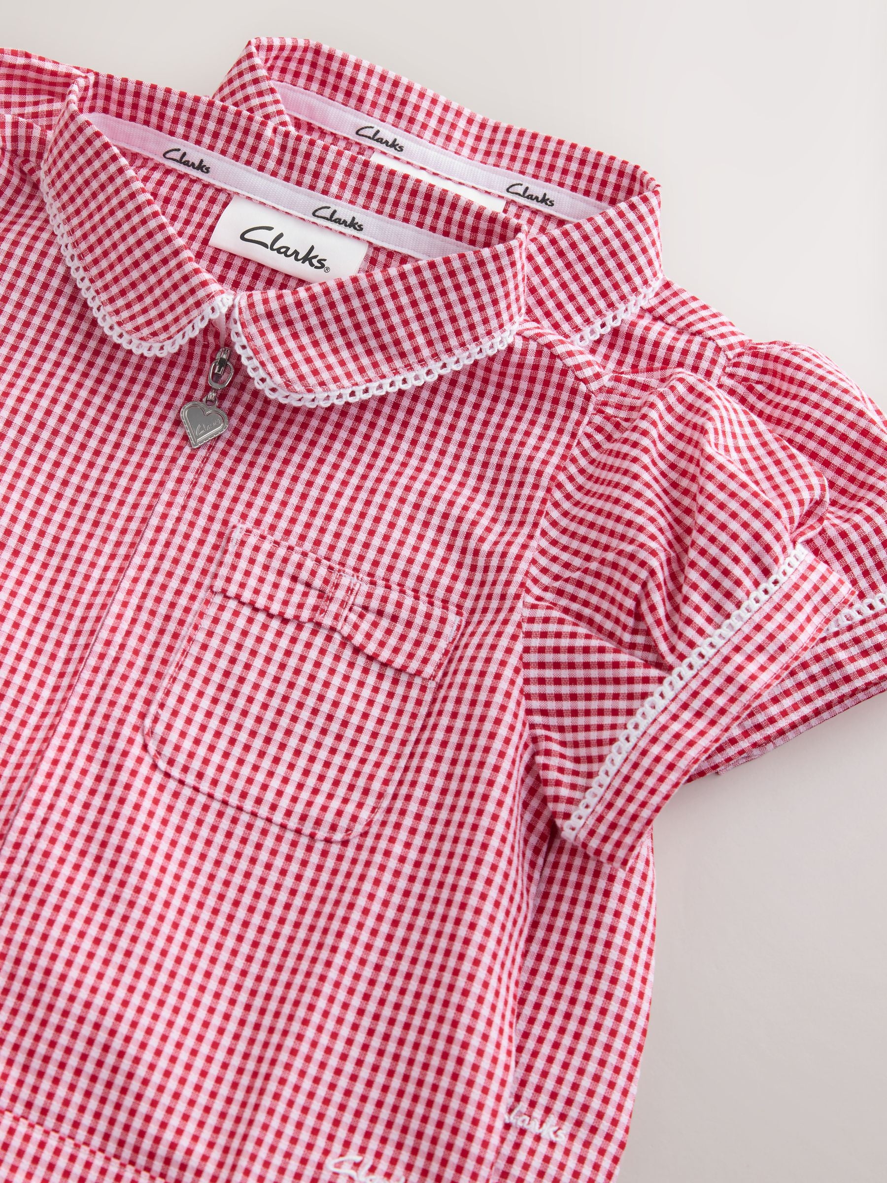 Clarks Red Gingham Zip Front School Dresses 2 Pack image 6