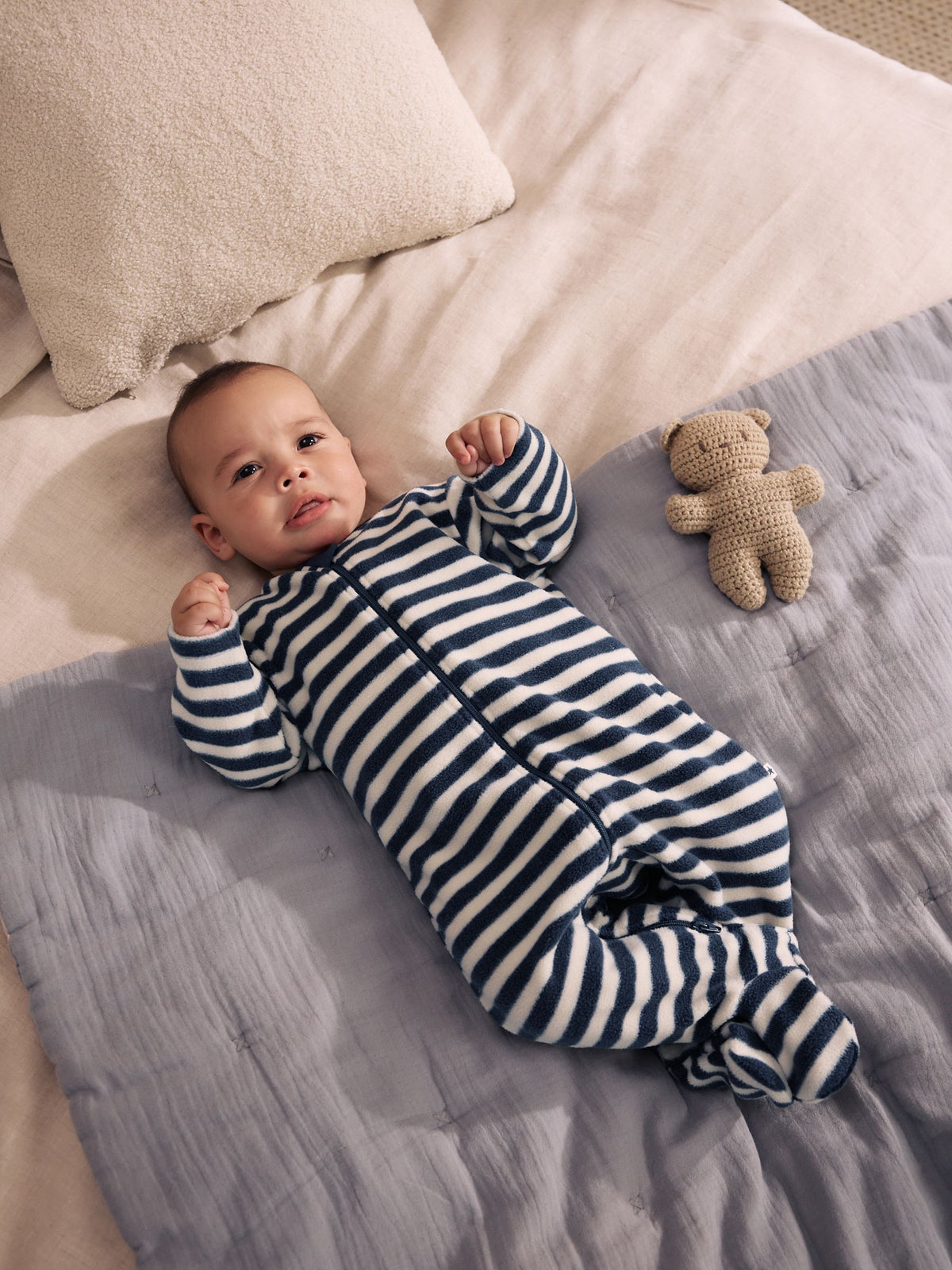 Blue Micro Fleece Two Way Zip Baby Sleepsuits 4 Pack - image 12
