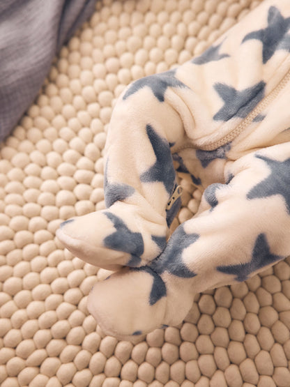 Neutral/Blue Star Fleece Baby Sleepsuit image 3
