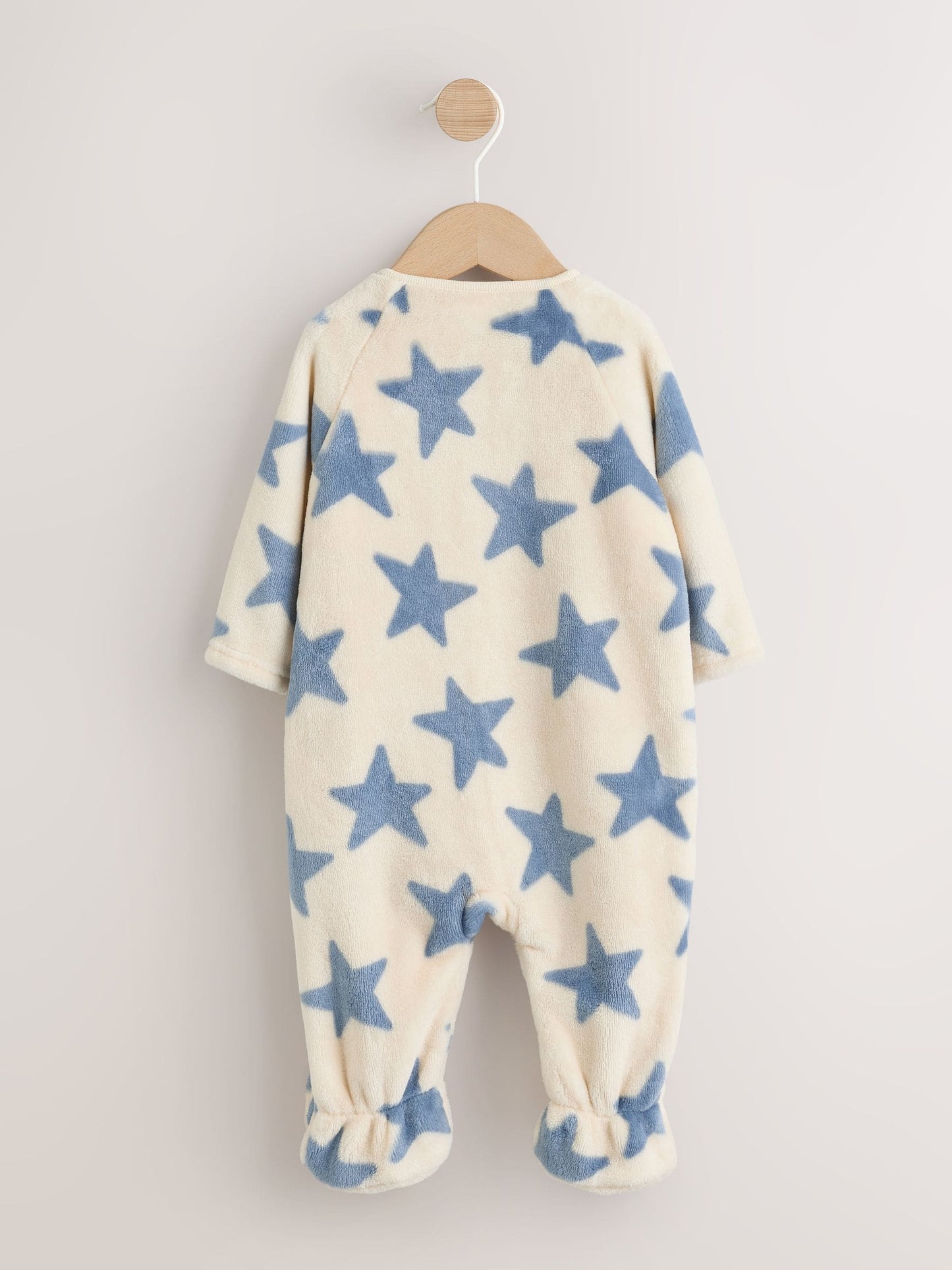 Neutral/Blue Star Fleece Baby Sleepsuit image 5
