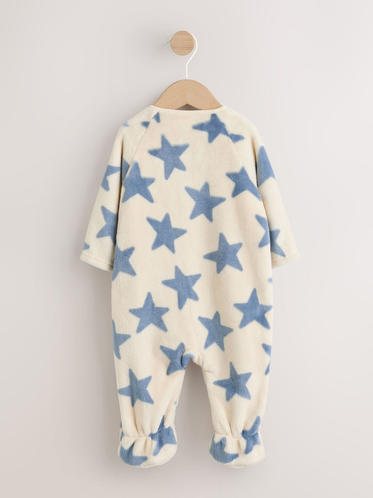 Neutral/Blue Star Fleece Baby Sleepsuit image 5