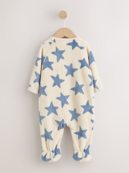 Neutral/Blue Star Fleece Baby Sleepsuit image 5
