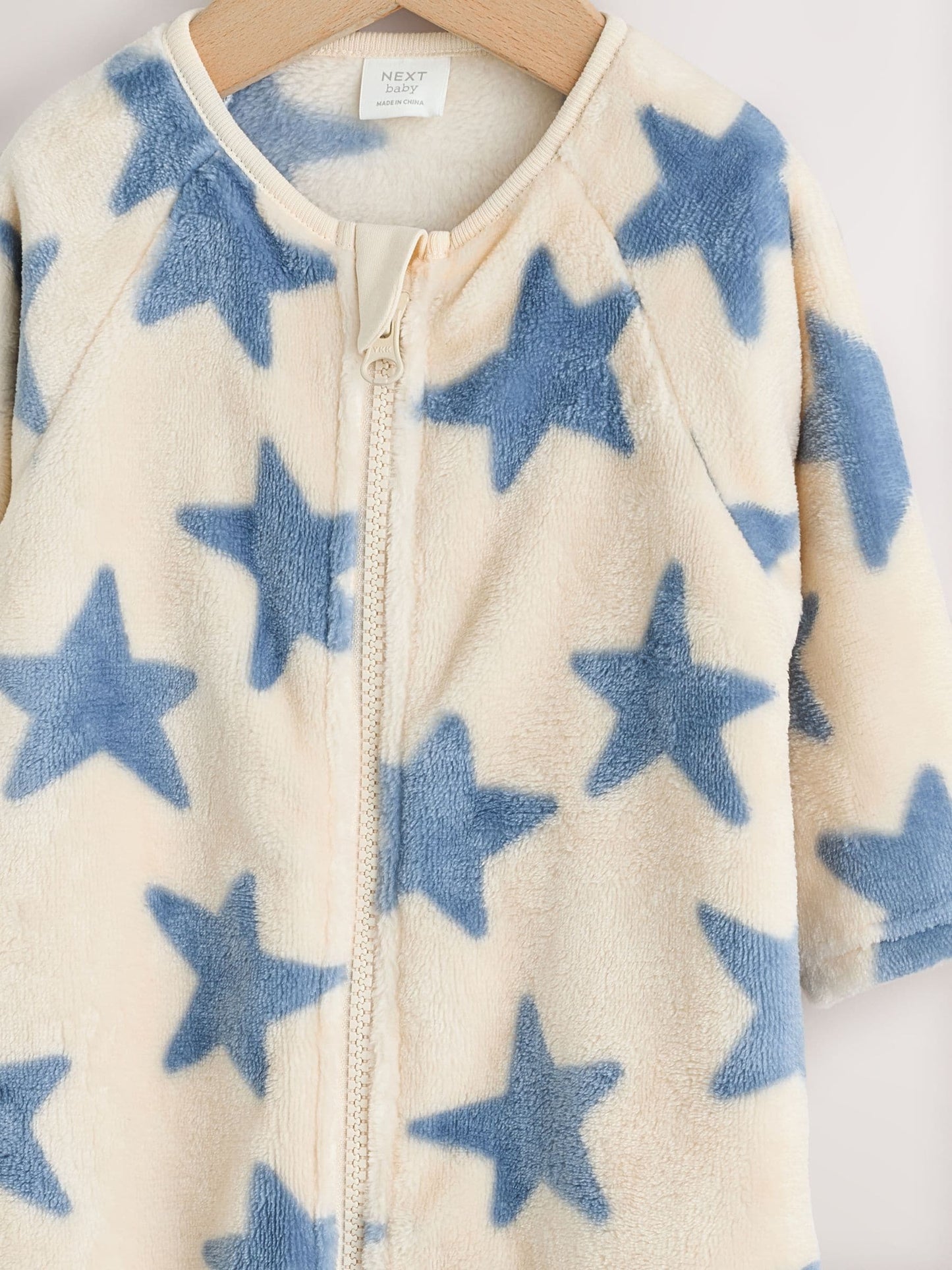 Neutral/Blue Star Fleece Baby Sleepsuit image 6