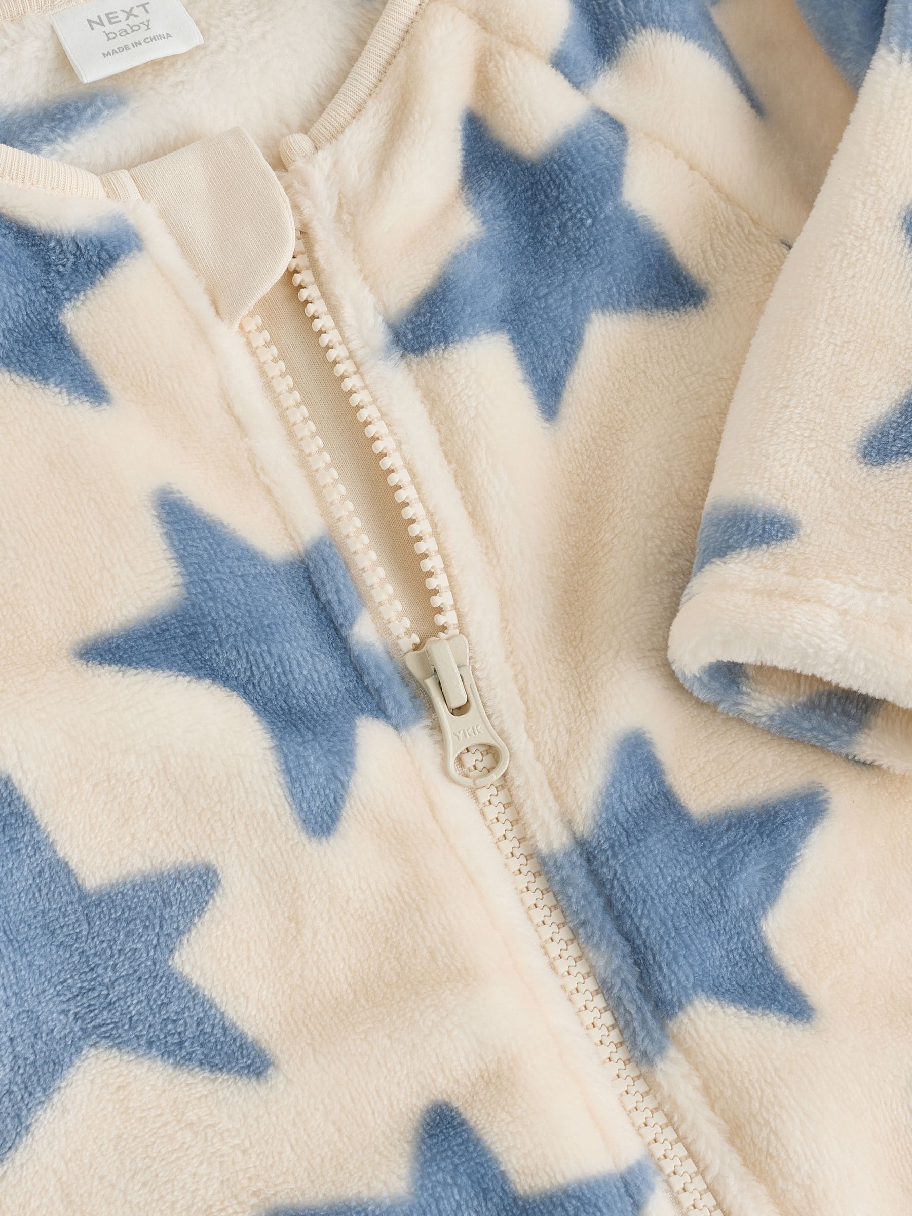 Neutral/Blue Star Fleece Baby Sleepsuit image 7