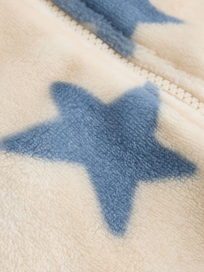 Neutral/Blue Star Fleece Baby Sleepsuit image 8