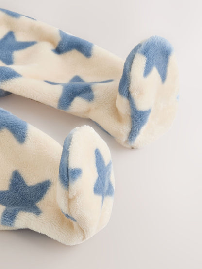 Neutral/Blue Star Fleece Baby Sleepsuit image 9