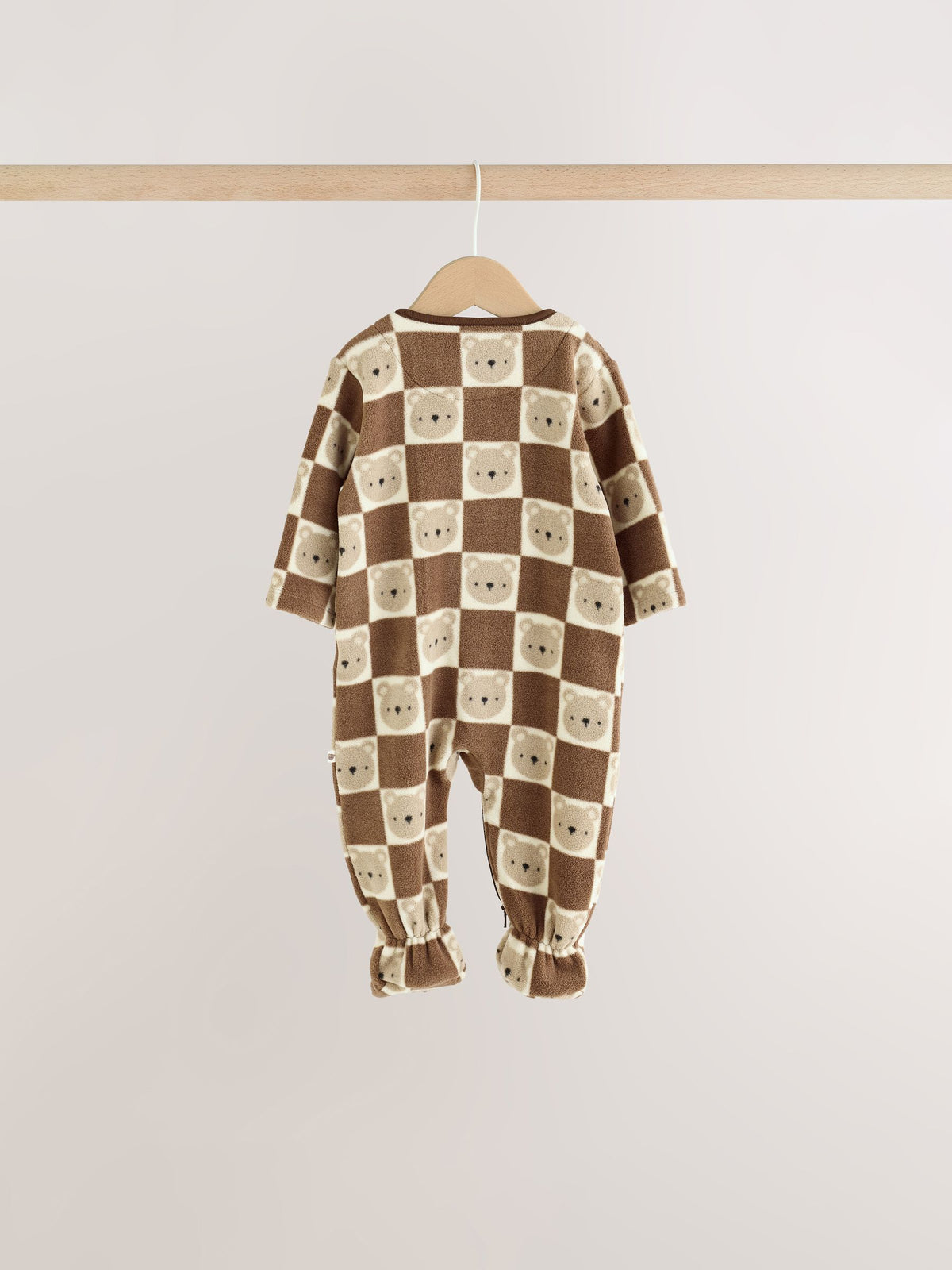 Brown Teddy Bear Micro Fleece Two Way Zip Baby Sleepsuits 4 Pack - image 4