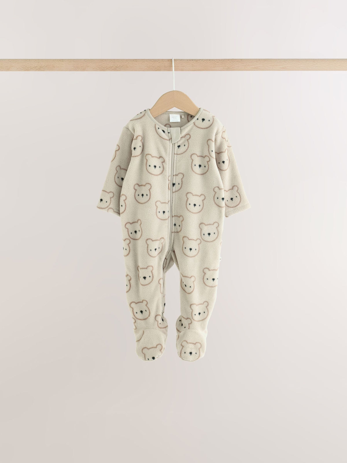 Brown Teddy Bear Micro Fleece Two Way Zip Baby Sleepsuits 4 Pack - image 5