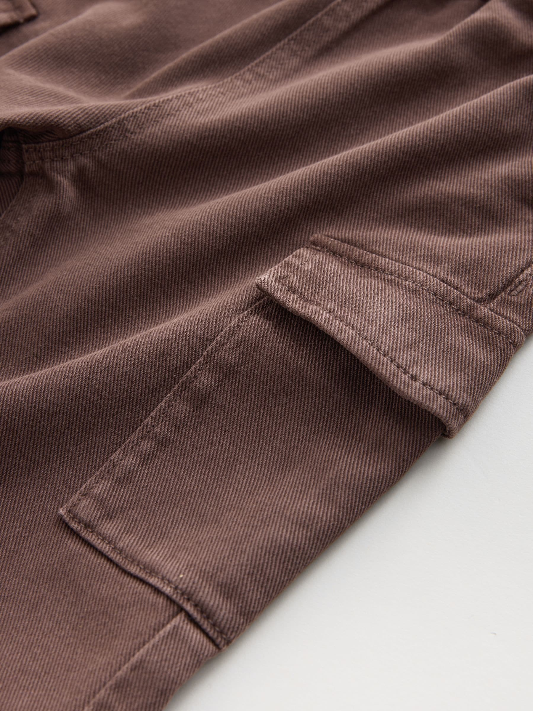 Brown Washed Wide Leg Cargo Trousers (3mths-7yrs) image 3