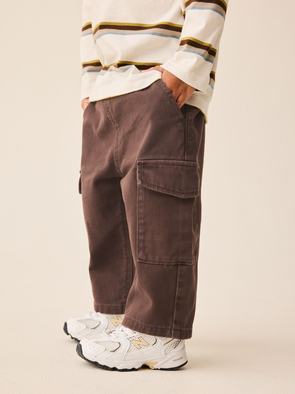 Dsiney Kidz - Brown Washed Wide Leg Cargo Trousers (3mths-7yrs) image 4