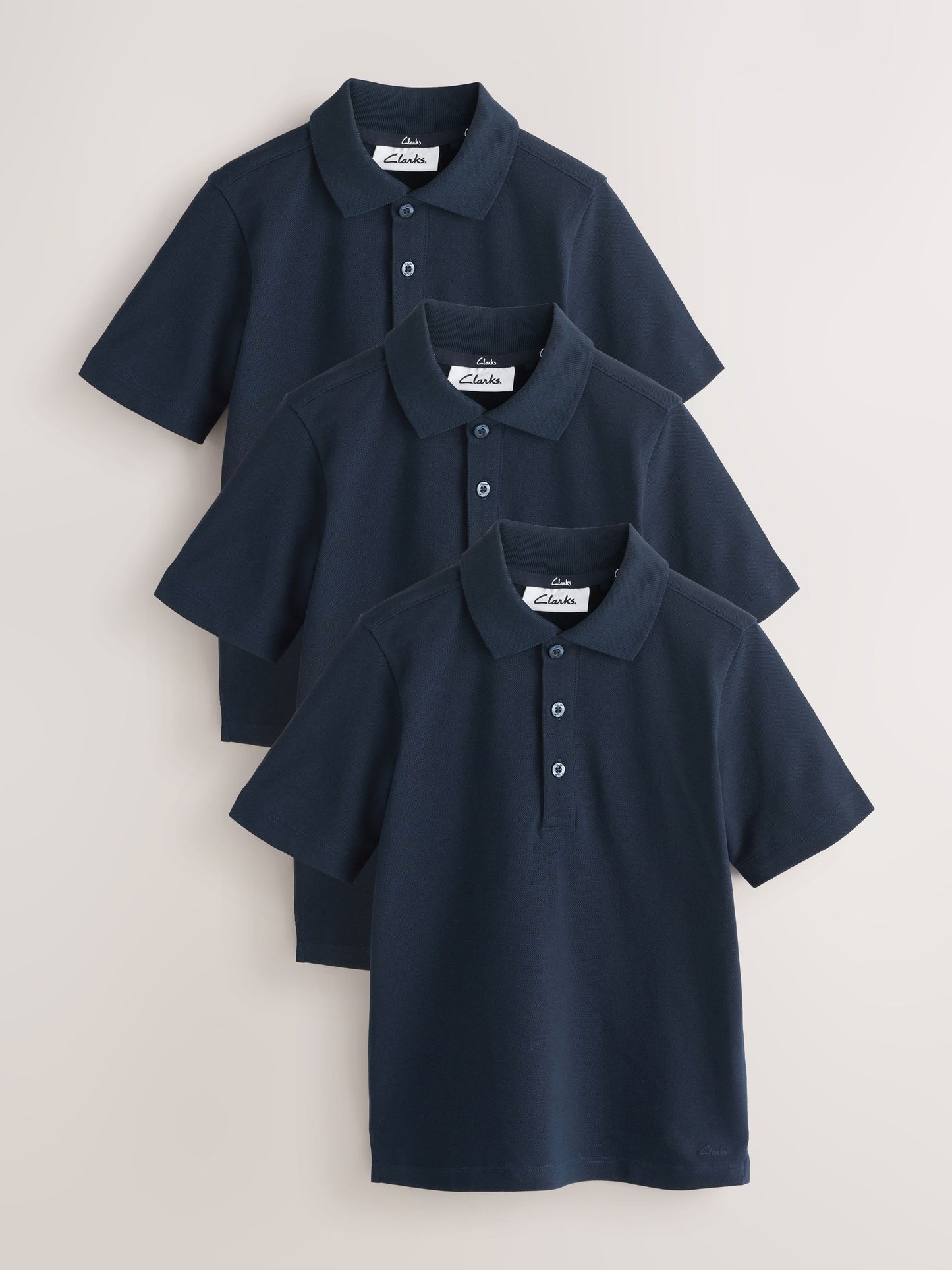 Dsiney Kidz - Clarks Navy Short Sleeve School Polo Shirts 3 Pack image 1