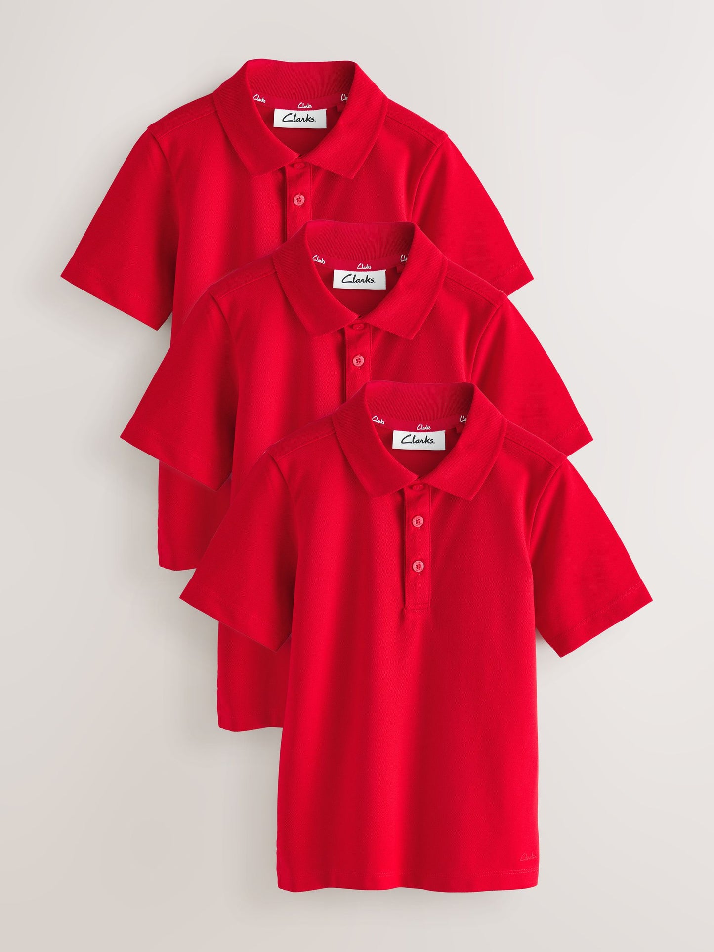 Dsiney Kidz - Clarks Red Short Sleeve School Polo Shirts 3 Pack image 1