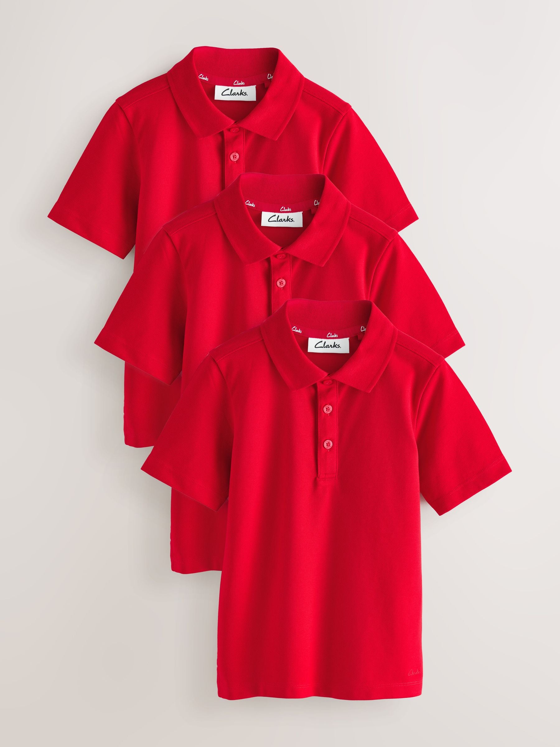 Dsiney Kidz - Clarks Red Short Sleeve School Polo Shirts 3 Pack image 1