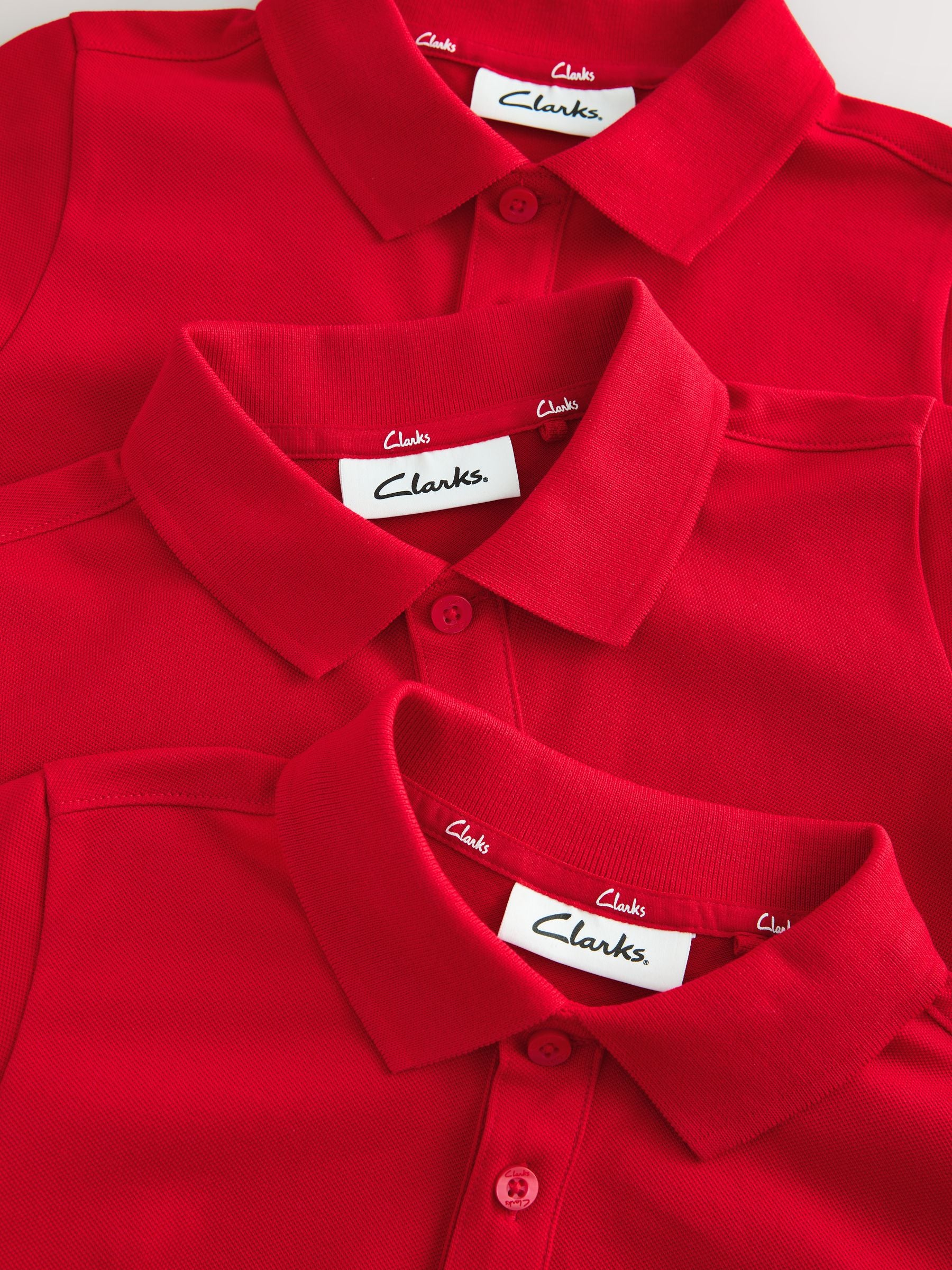 Dsiney Kidz - Clarks Red Short Sleeve School Polo Shirts 3 Pack image 4
