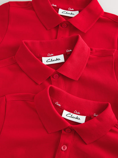 Dsiney Kidz - Clarks Red Short Sleeve School Polo Shirts 3 Pack image 4