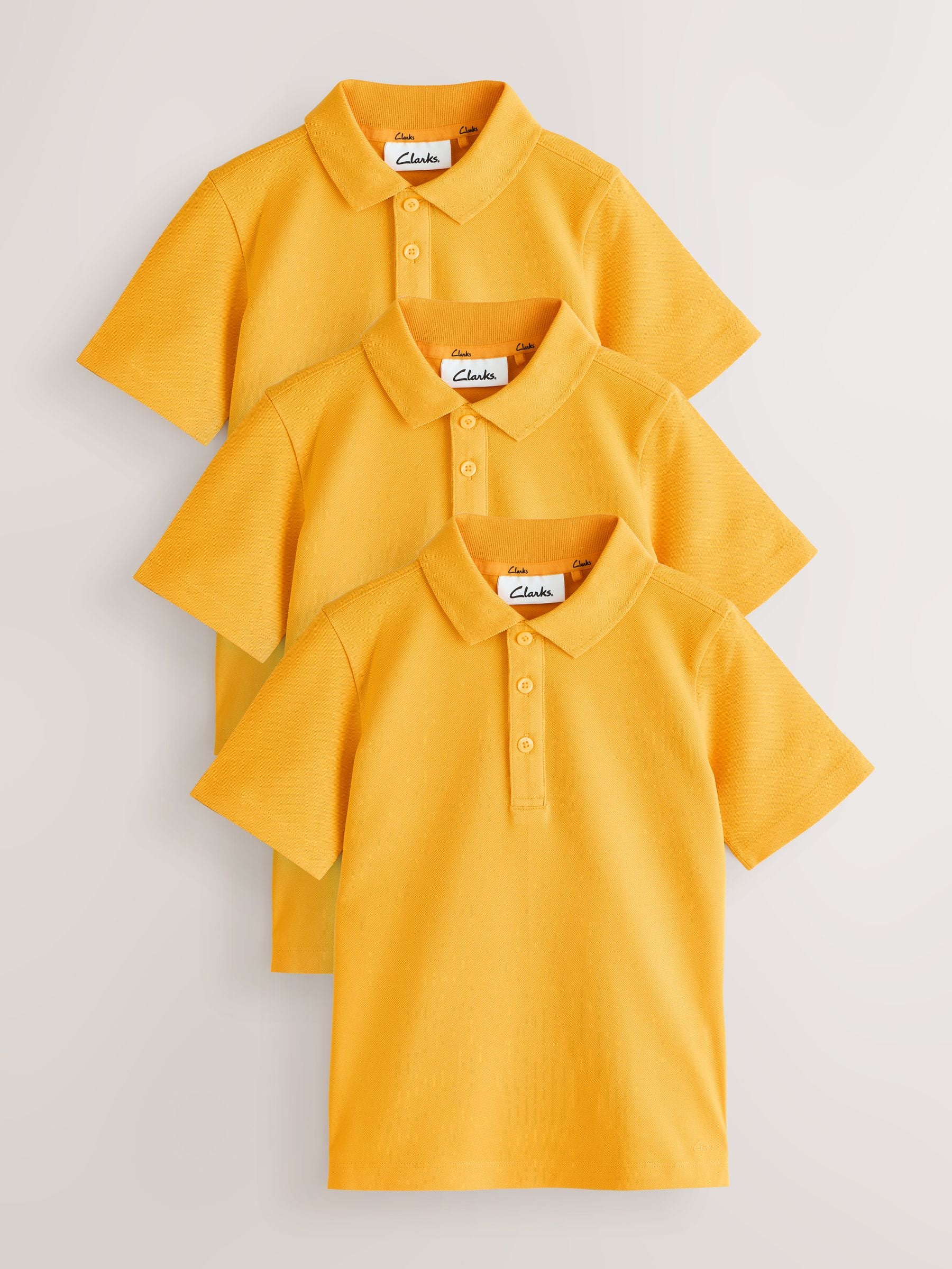 Dsiney Kidz - Clarks Yellow Short Sleeve School Polo Shirts 3 Pack image 1