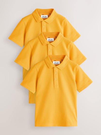 Dsiney Kidz - Clarks Yellow Short Sleeve School Polo Shirts 3 Pack image 1