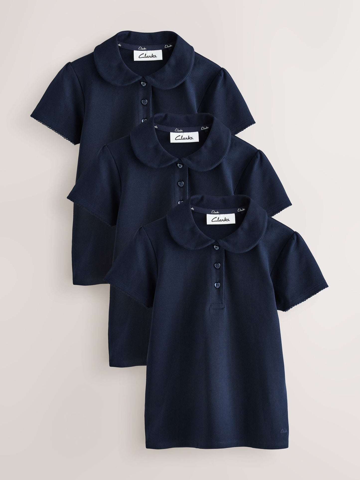 Dsiney Kidz - Clarks Navy Short Sleeve School Polo Shirts 3 Pack image 1