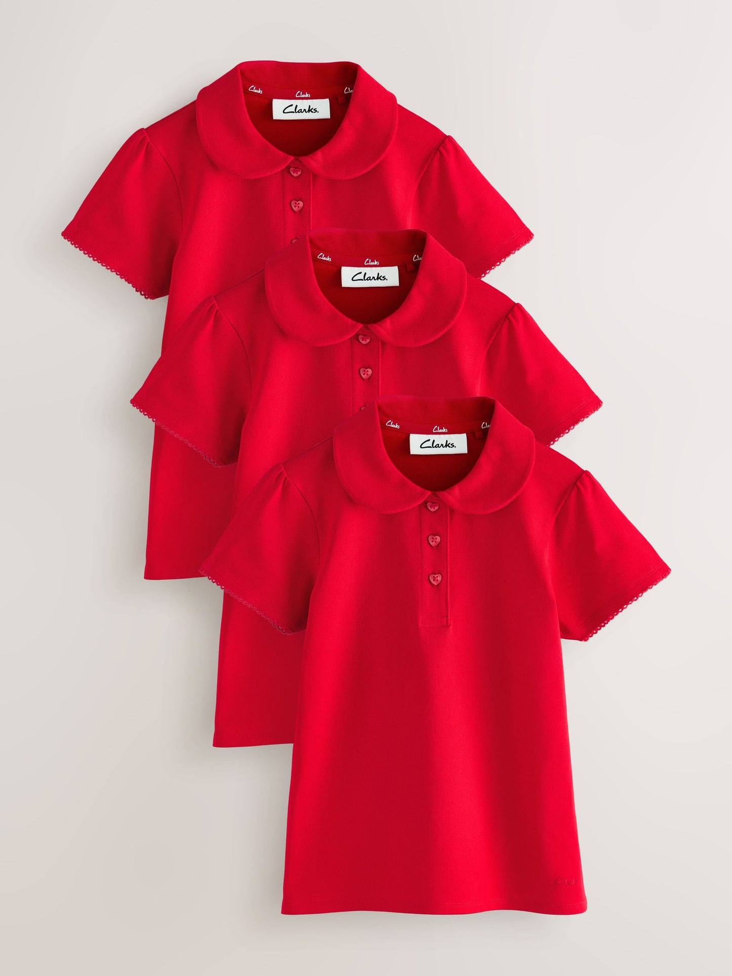 Dsiney Kidz - Clarks Red Short Sleeve School Polo Shirts 3 Pack image 1