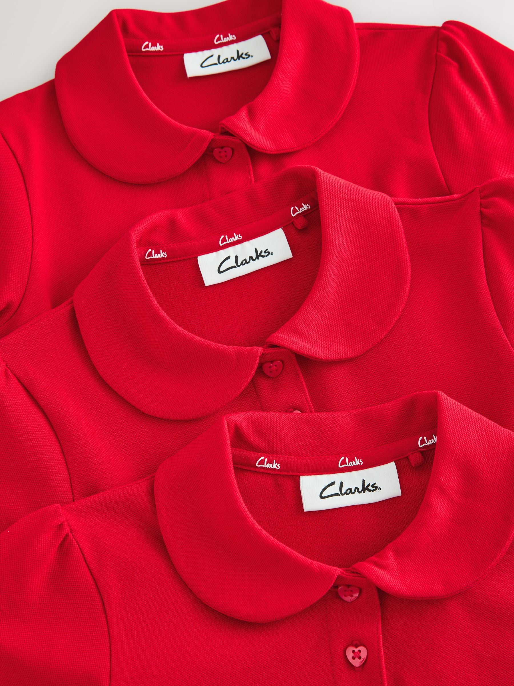 Dsiney Kidz - Clarks Red Short Sleeve School Polo Shirts 3 Pack image 4