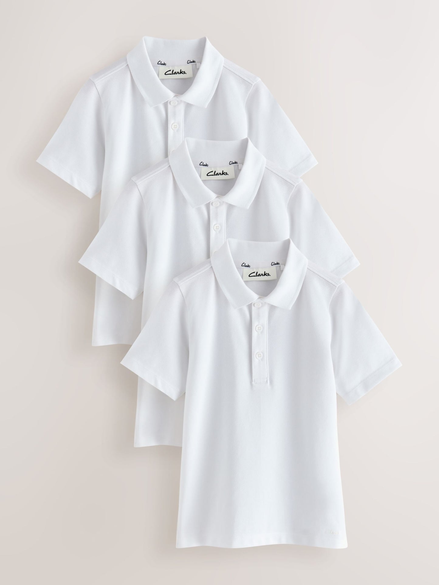 Dsiney Kidz - Clarks White Short Sleeve School Polo Shirts 3 Pack image 1