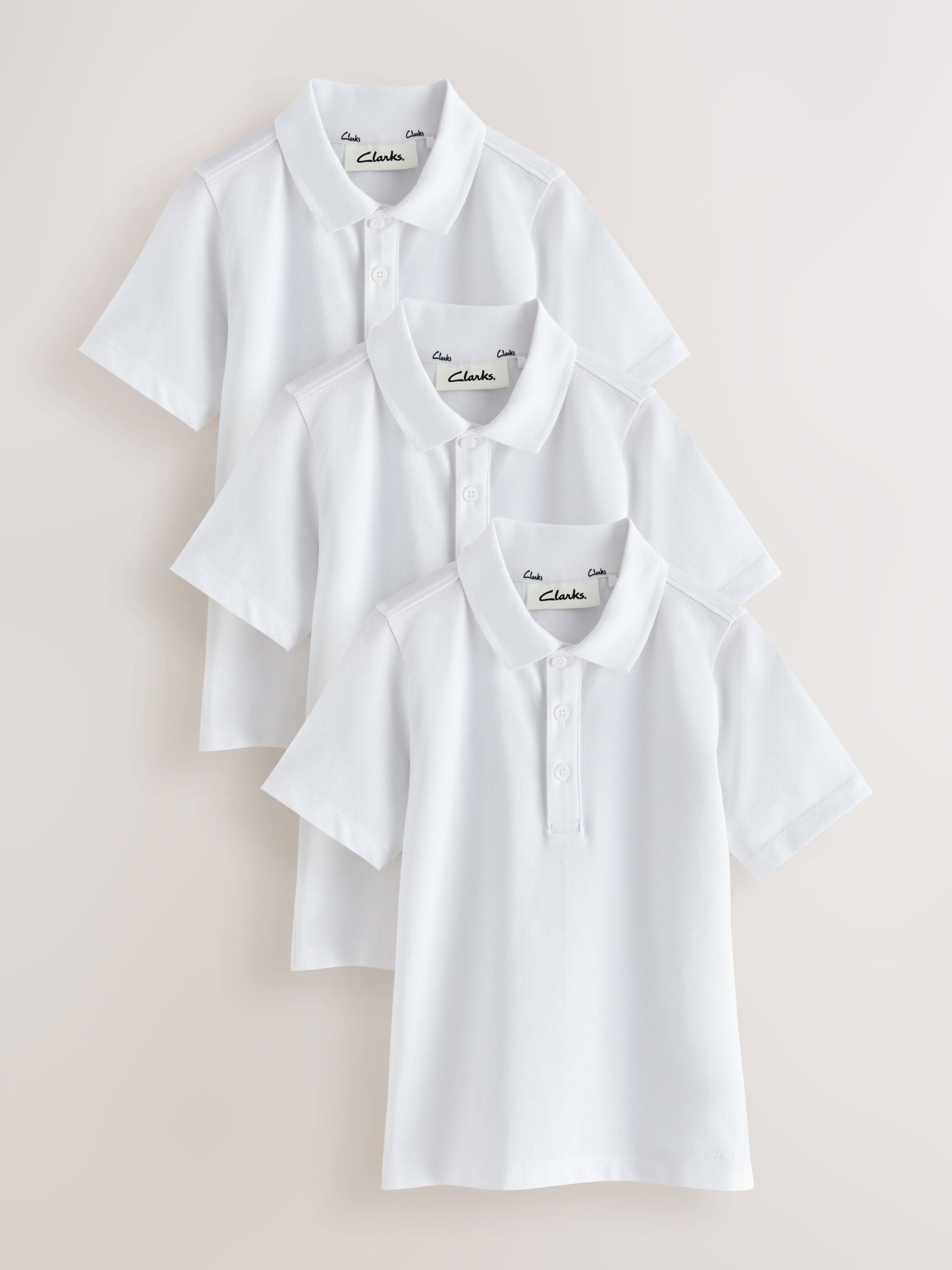 Dsiney Kidz - Clarks White Short Sleeve School Polo Shirts 3 Pack image 1