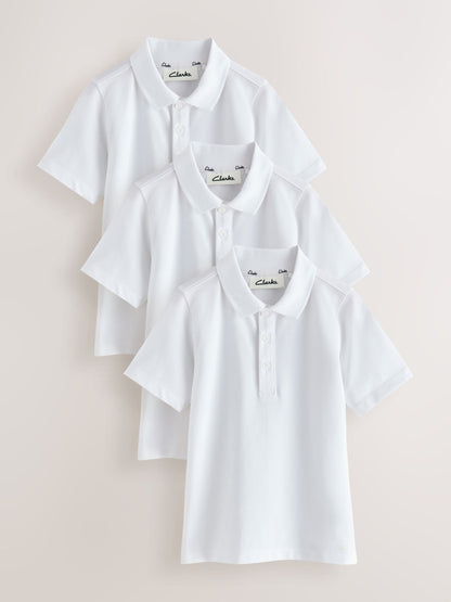 Dsiney Kidz - Clarks White Short Sleeve School Polo Shirts 3 Pack image 1