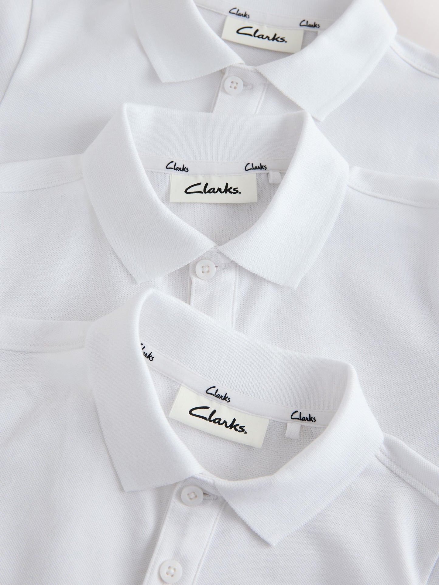 Dsiney Kidz - Clarks White Short Sleeve School Polo Shirts 3 Pack image 4