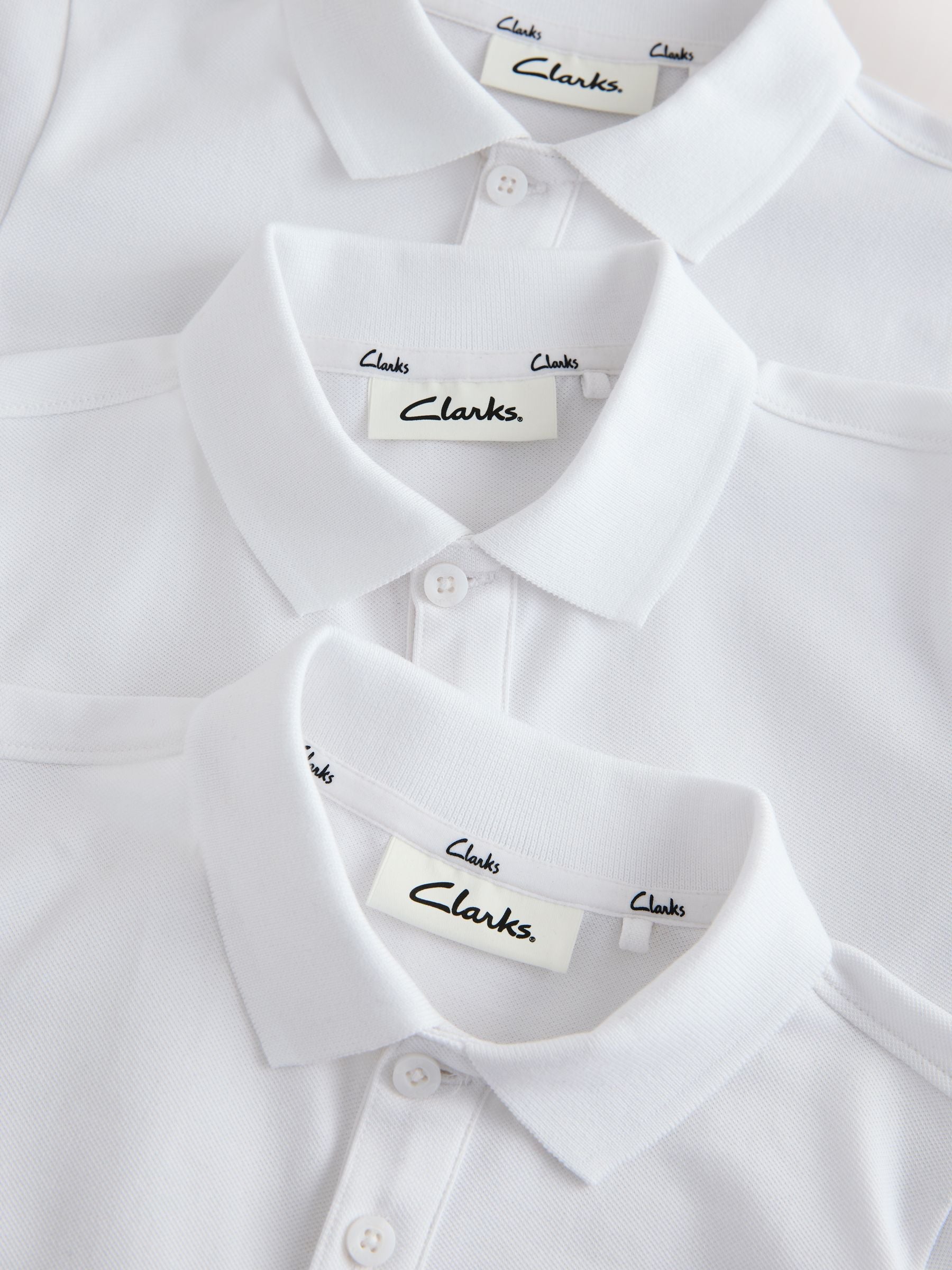Dsiney Kidz - Clarks White Short Sleeve School Polo Shirts 3 Pack image 4