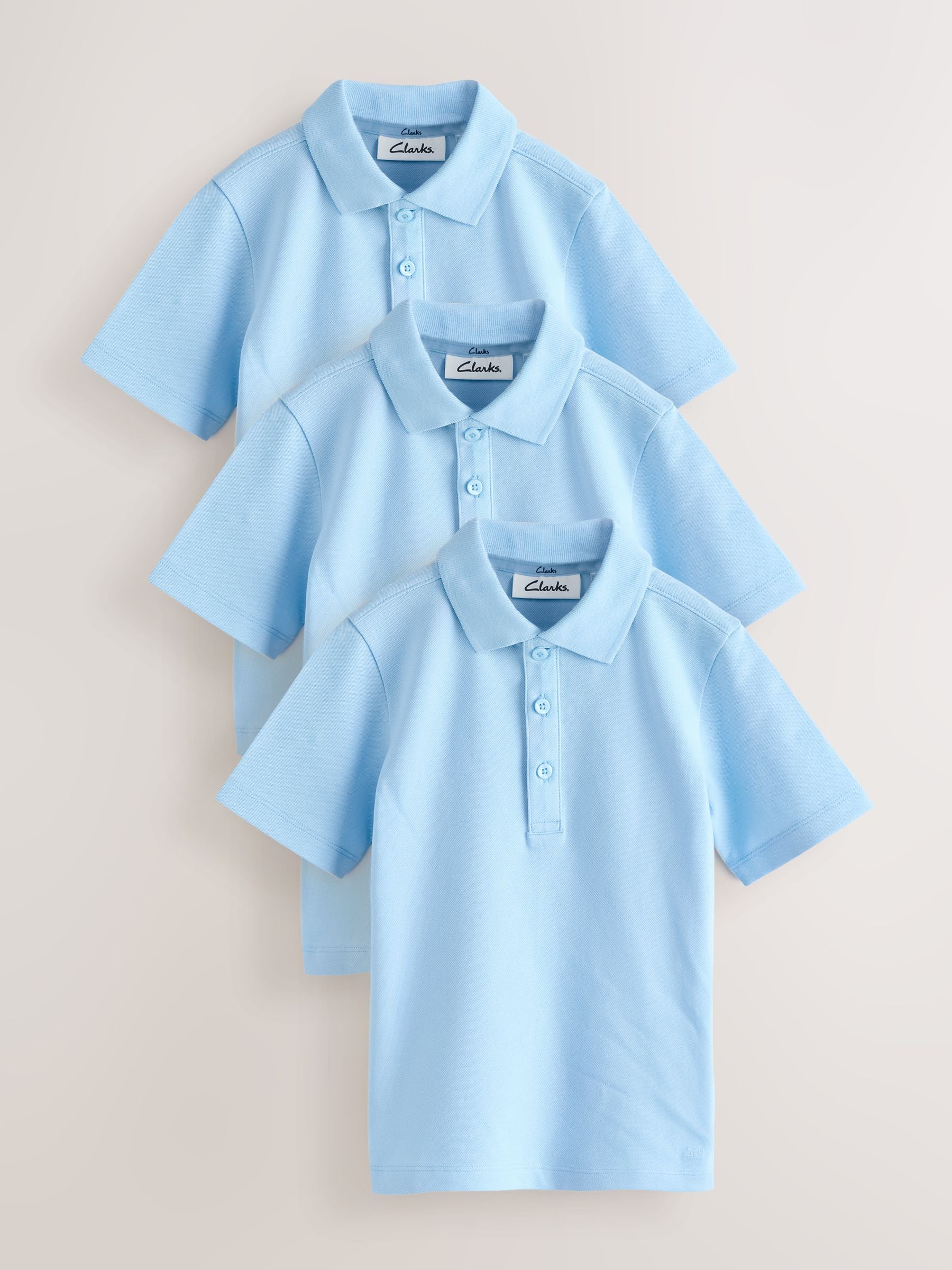 Dsiney Kidz - Clarks Blue Short Sleeve School Polo Shirts 3 Pack image 1