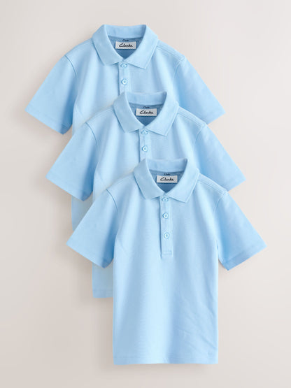 Dsiney Kidz - Clarks Blue Short Sleeve School Polo Shirts 3 Pack image 1