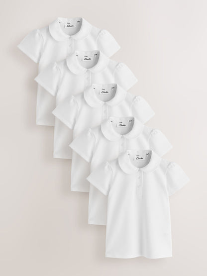 Dsiney Kidz - Clarks White Short Sleeve School Polo Shirts 5 Pack image 1