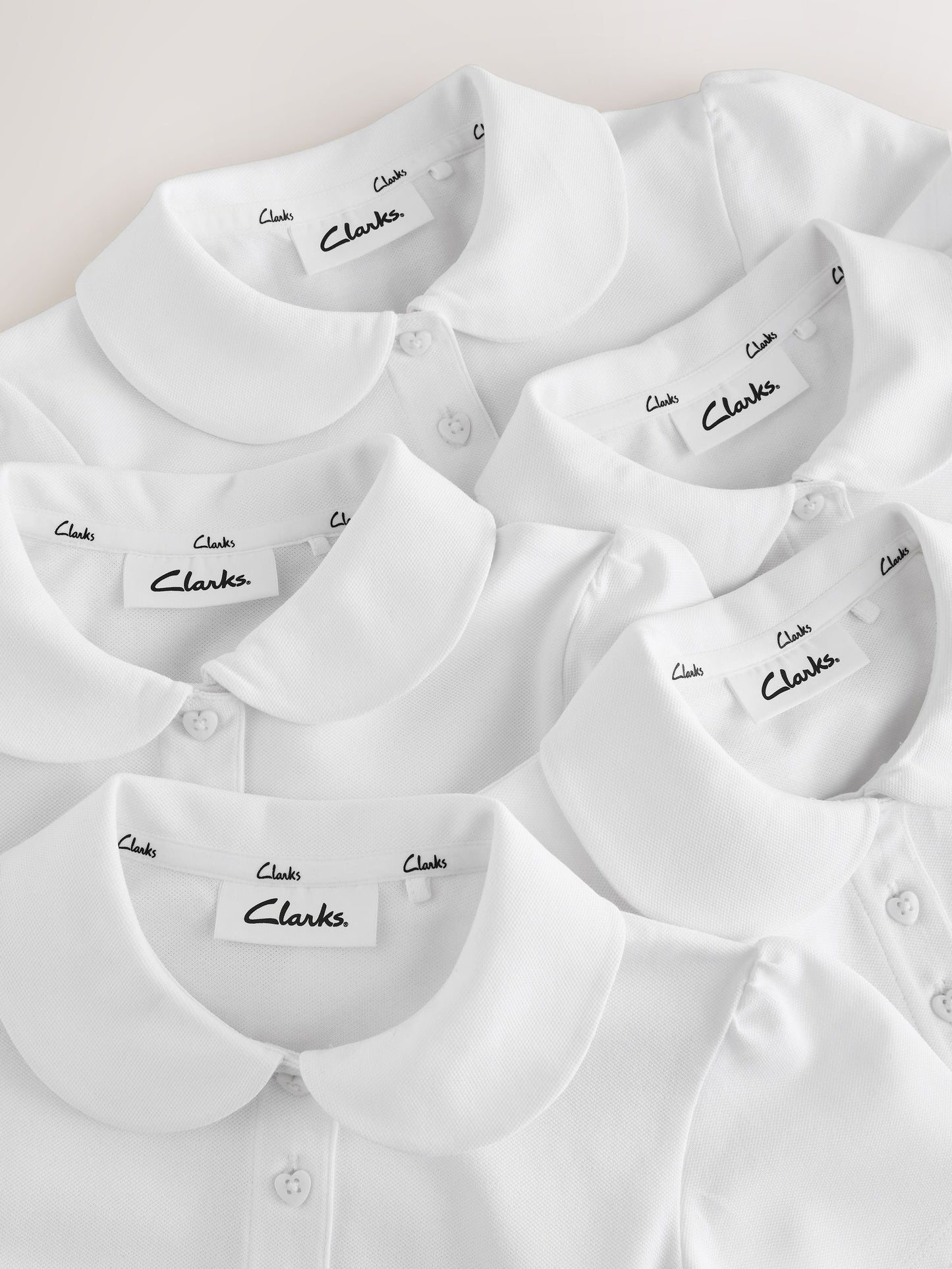 Dsiney Kidz - Clarks White Short Sleeve School Polo Shirts 5 Pack image 4