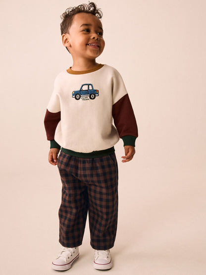Brown Gingham Regular Fit Pull On Barrel Trousers (3mths-7yrs) - image 2